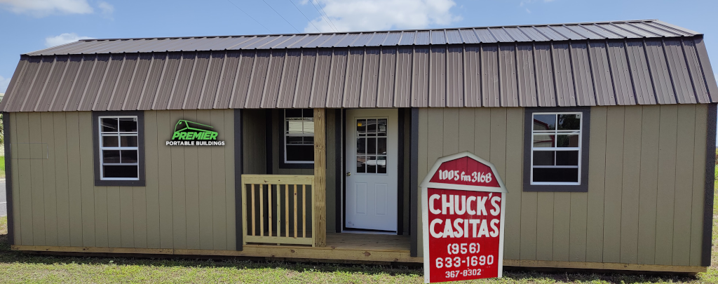 12x32 Center Lofted Cabin Front View